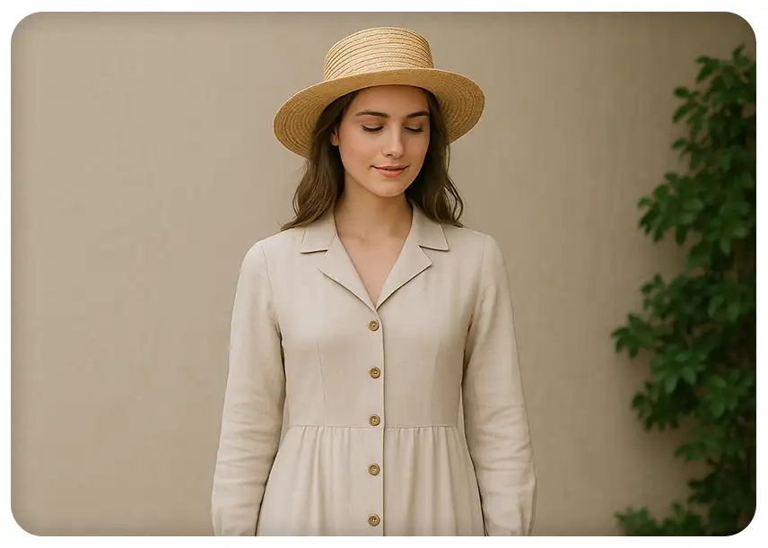 استایل نوستالژیک با کلاه حصیری