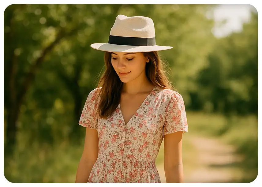استایل زنانه و دلنشین با کلاه پاناما
