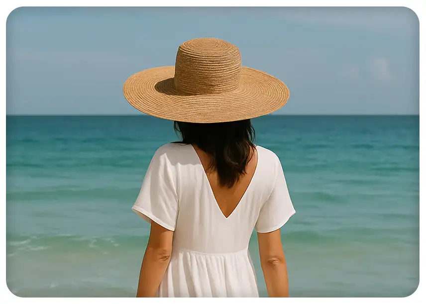 استایل شیک و کلاسیک با کلاه حصیری