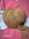 کلاه دخترانه ساحلی حصیری بچگانه مدل پاپیون خالدار