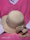 کلاه دخترانه ساحلی حصیری بچگانه مدل پاپیون خالدار