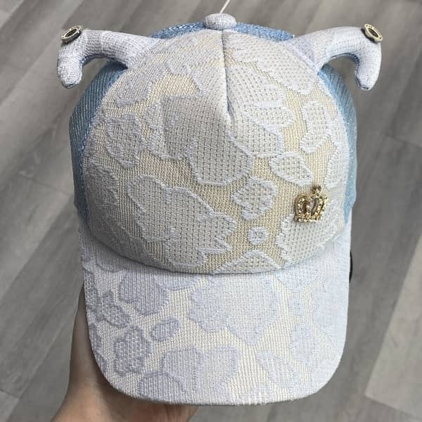 کلاه دخترانه کپ نقاب دار بچگانه پشت تور ساتن