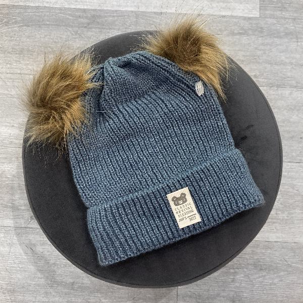 کلاه دخترانه بافت بچگانه دو پوم ساده