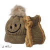 کلاه دخترانه و شال گردن بافت بچگانه طرح لبخند