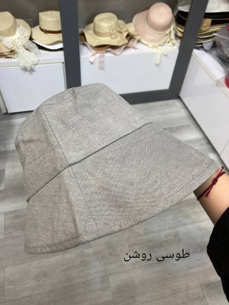 کلاه باکت لبه بلند کتان ساده