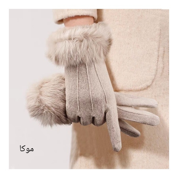 دستکش مخمل لبه خز