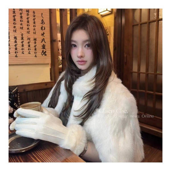 دستکش مخمل لبه خز