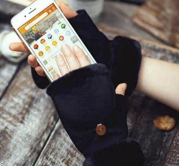 دستکش جیر کلاهک دار داخل خز