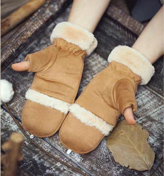 دستکش جیر کلاهک دار داخل خز