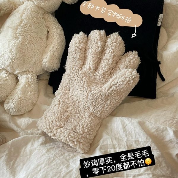 دستکش جیر داخل خز تاچ دار