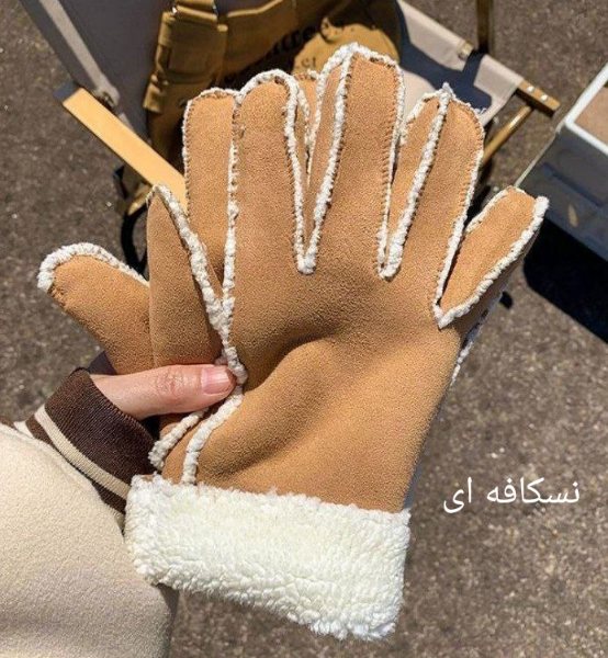 دستکش جیر داخل خز تاچ دار
