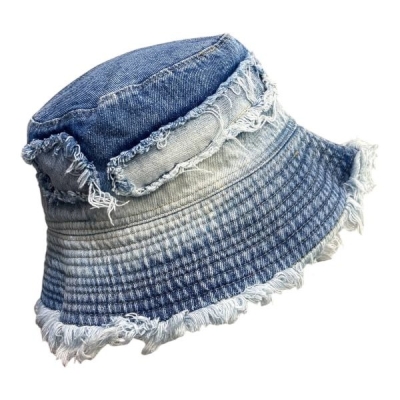 کلاه باکت دو رو جین آبی