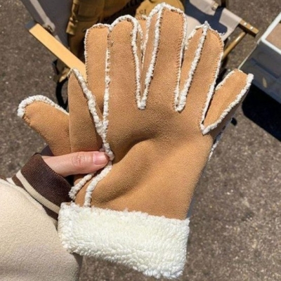 دستکش جیر داخل خز تاچ دار