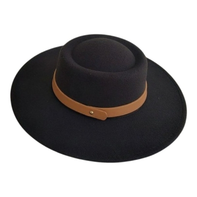 کلاه شاپو مدل فدورا کمربند چرمی 